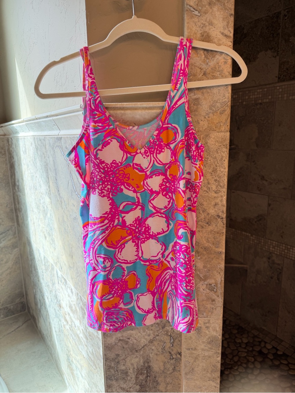 SET OF THREE Lilly Pulitzer Pink & Turquoise Floral Tank Tops multi, pink, blue